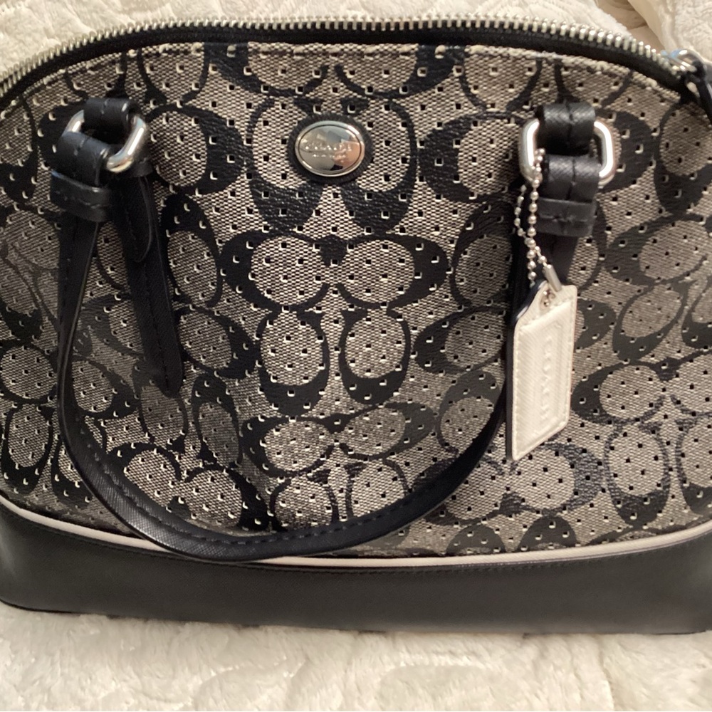 Coach Black and Gray Signature Satchel